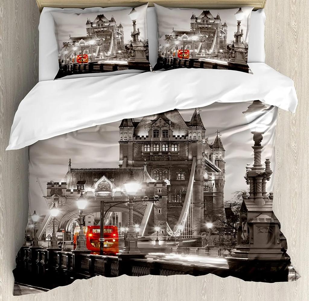 Комплект постельного белья Urban из 3 предметов с изображением заката на Манхэттене и горизонта Нью-Йорка, пододеяльник, комплект постельного белья, пододеяльник, наволочка, чехол