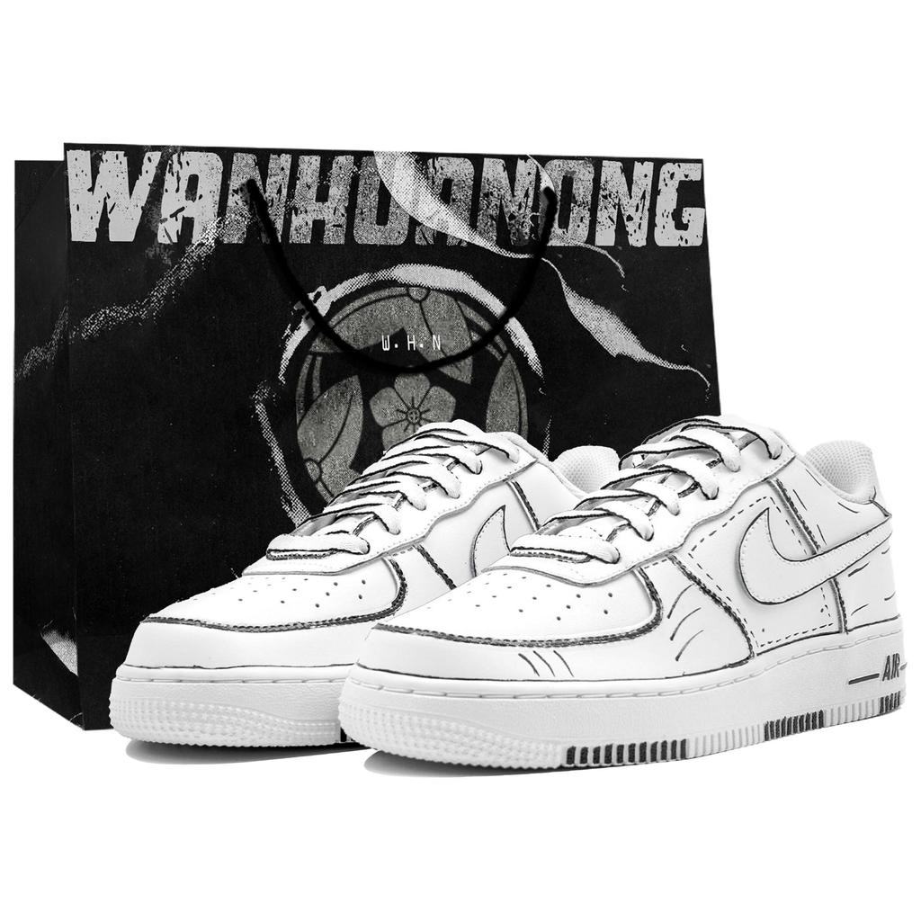 Nike Air Force 1 Kaleidoscope 07 Низкие Скейтбордические Кроссовки Унисекс Черно-Белые CW2288-111(Team113-BOX)