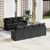 8-Piece Garden Sofa Set with Black Poly Rattan Cushions, 2-Seater Garden Sofa with Cushions 3345613