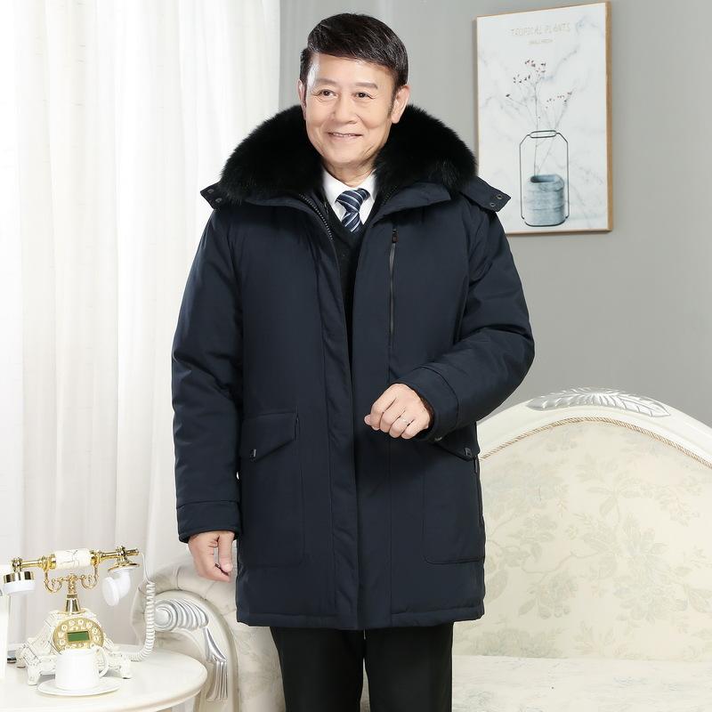 New Style Removable Down Jacket for Men, Medium and Long Daddy Style, Middle-aged and Elderly 405060-year-old Jacket
