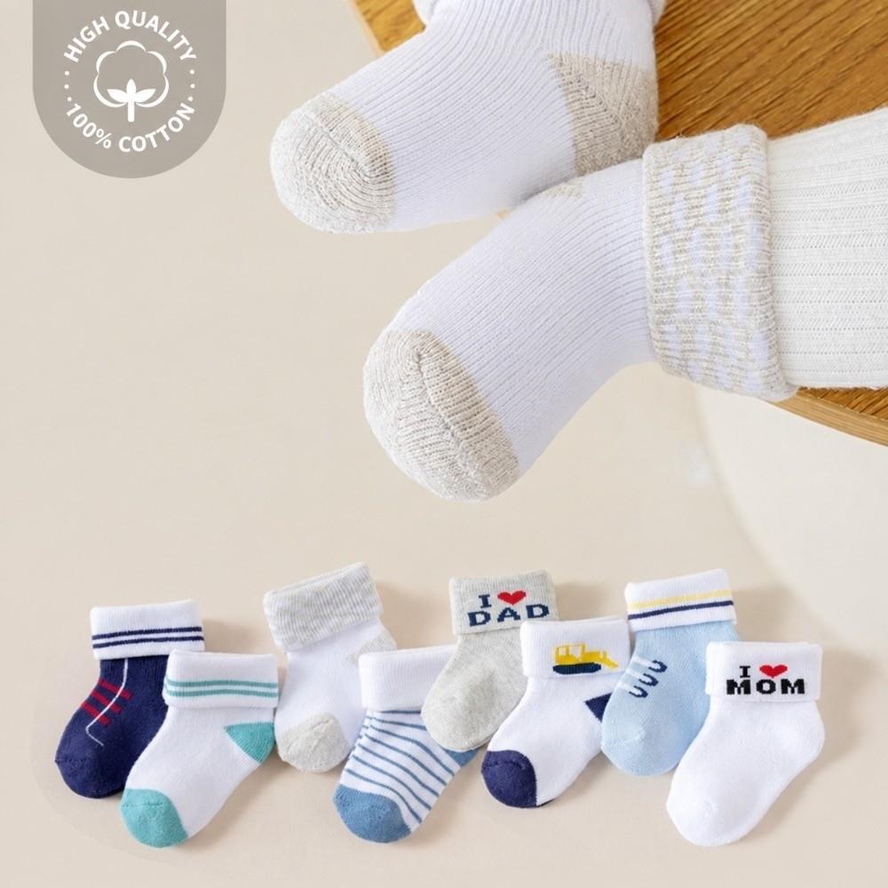 4 Pairs Soft Baby Socks Cotton Toddler Socks Gifts Infant Crew Socks Girls