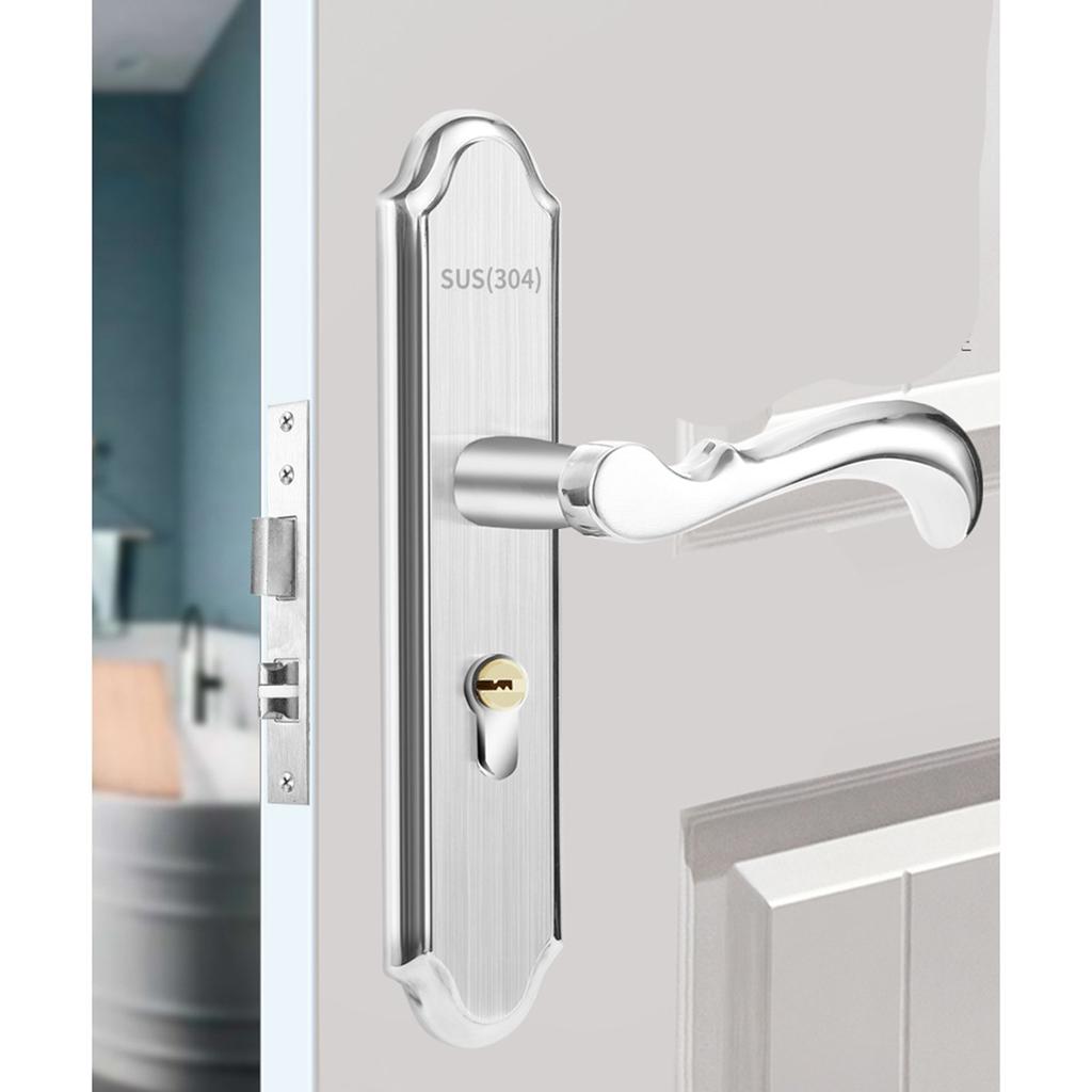 Stainless Steel Handle Door Lock Mechanical Magnetic Security Entry Lever Lock for Bedroom Hotel