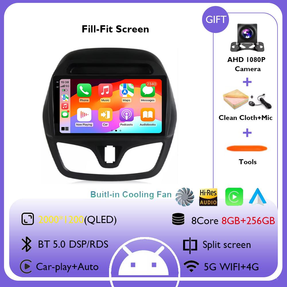 Android 14 WIFI+4G Stereo Car Radio for Chevrolet Spark Beat 2015 - 2018 Multimidia Video Player Auto CarPlay GPS QLED Screen