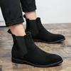 Winter Velvet Warm Martin Boots Men's British Style Short Boots Autumn and Winter Pointed Chelsea Boots High-top Leather Shoes Leather Boots