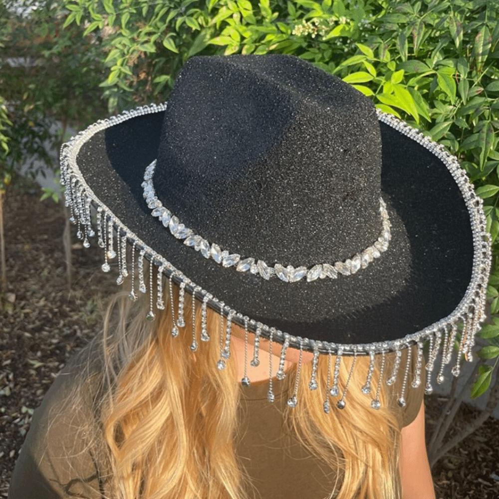 3pcs/Set Bandana Western Cowboy Hat Rhinestone Tassel Bling Cowboy Hat Costume Party