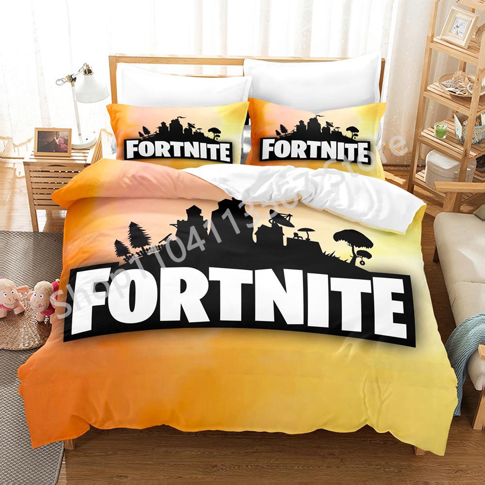 Battle Royale F-Fortnite 3PCS Bedding Set Kids Duvet Cover Quilt Pillowcase Double Size Victory Game Bedroom Linen Decoration