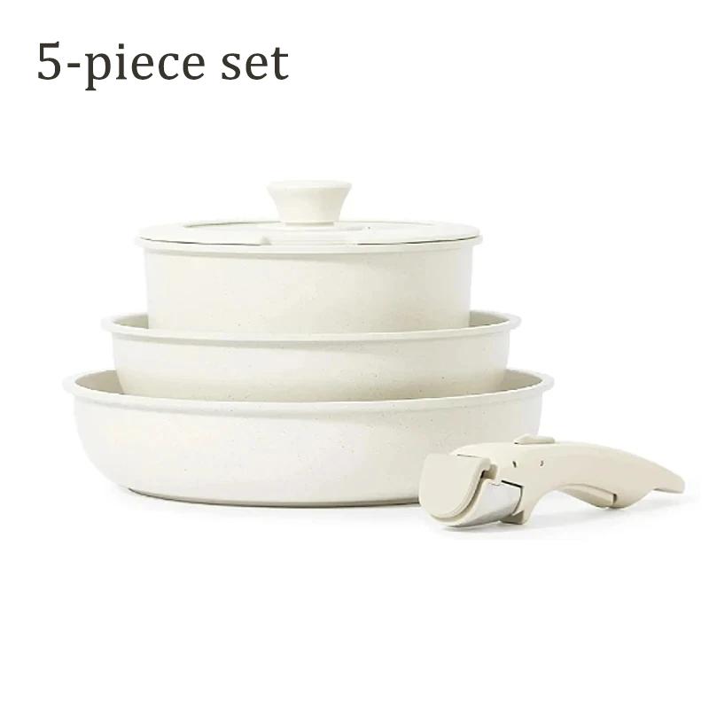 DONNOR Kitchen Pots and Pans Set Safe Nonstick Kitchen Cookware with Removable Handle Cookware Set Oven Safe