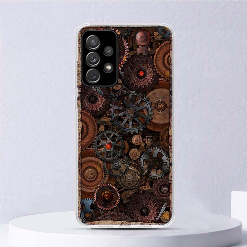 Steampunk Gear Mechanical Soft Case For Samsung Galaxy A15 A14 A13 A12 A55 A54 A53 A52 Phone Cover A35 A32 A33 A25 A23 A22 A05S