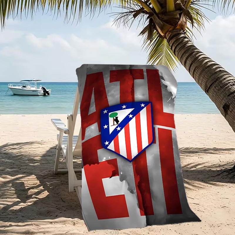 Beach Towel with Atlético Madrid logo Pattern - soft,absorbent,machine washable Lightweight&Modern,swimming,Travel Essentials