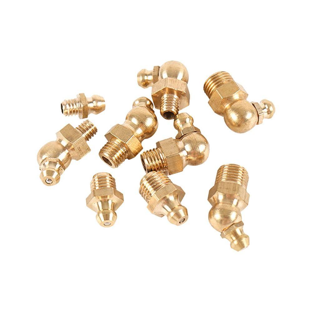 10Pcs Brass Brass Grease Nipple Oil Zerk Fitting for Construction Machinery