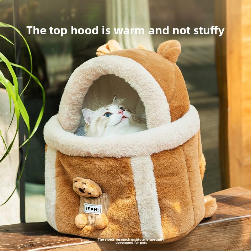 Autumn and Winter Dog Out Cartoon Doll Plush Hand Bag Cat Backpack Cat Bag Warm and Anti-break Free Pet Bag