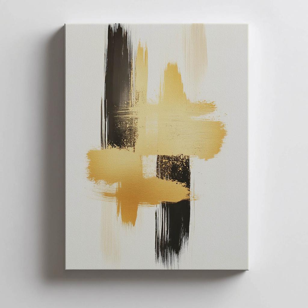 Contrast Gold and Black Contrast Gold and Black, 30X40 Cm, White Wooden Frame, 230 Gsm Matte Paper