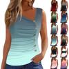 Women's Tank Top Casual Print V-neck  Sleeveless Fashion Button-up Blouse Fit Summer