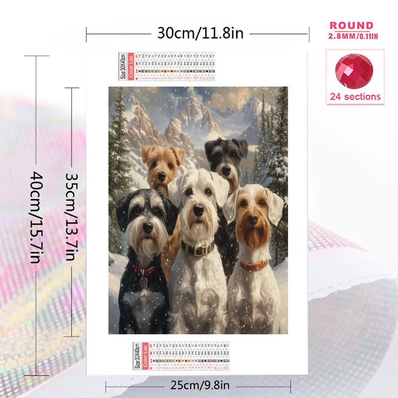Schnauzer Pattern  3pcs 100% Round Full Drill 5D DIY Diamond Painting Embroidery Cross Stitch Rhinestone Décor