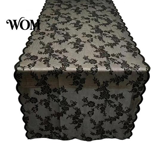 Dining Table Lace Runner French Runner, Black & White Vintage for Coffee Table, Shoe Cabinet, Long Rectangular Decorative Tablecloth Home Cabinet Mat