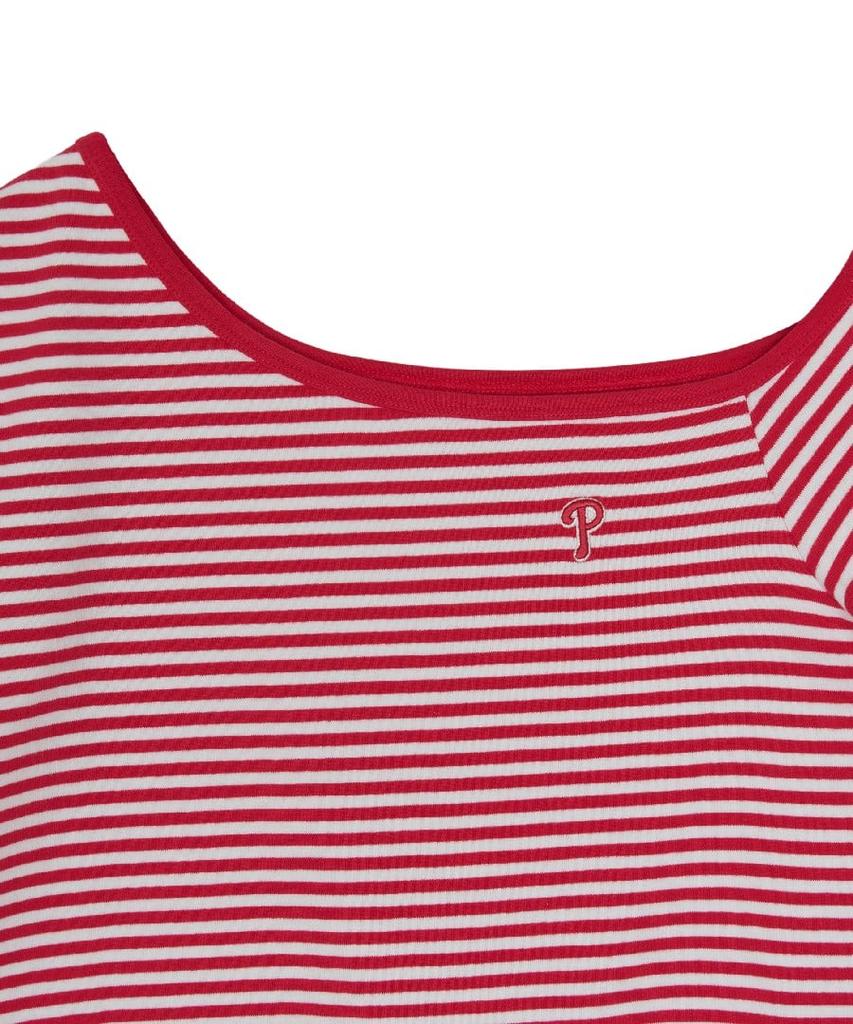 Женская облегающая укороченная футболка Emelbi в стиле varsity с полосками, с открытыми плечами, с короткими рукавами, Phi (Неоново-красный)