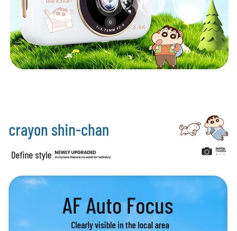 Crayon Shin-chan Dual-Camera Mirrorless Camera with Front & Rear Lenses for Selfies & Campus Photography