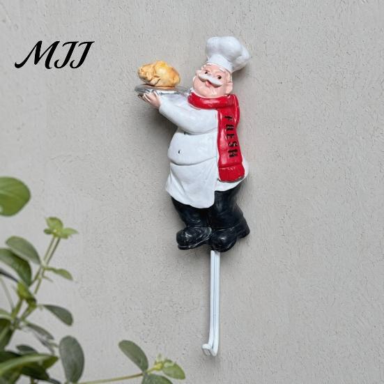 Декоративный кухонный настенный крючок, милый крючок в форме повара, прочная смола, без сверления, на клейкой основе для ванной, для дома, вешать кухонные принадлежности, тряпки, фартуки, прочный