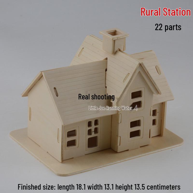 3D Wooden DIY Log Cabin Model - Creative Handmade Villa Puzzle for Adults