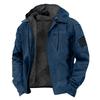 Men's Casual Zippered Pocket Hooded Jacket Men's Solid Color Fashion Warm Jacket