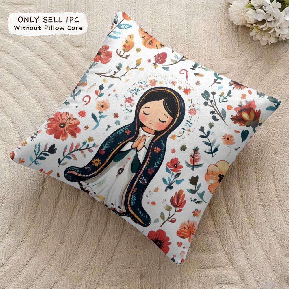 Our Lady of Guadalupe Cushion Cover Soft Plush Fabric DoubleSided Printed Cushion Covers for All Seasons Modern HomeDecor Gift