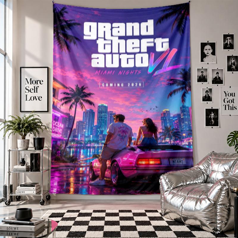 Wall TapestryGTA Art Hanging Cloth Decorative Background Cover for Room Decoration