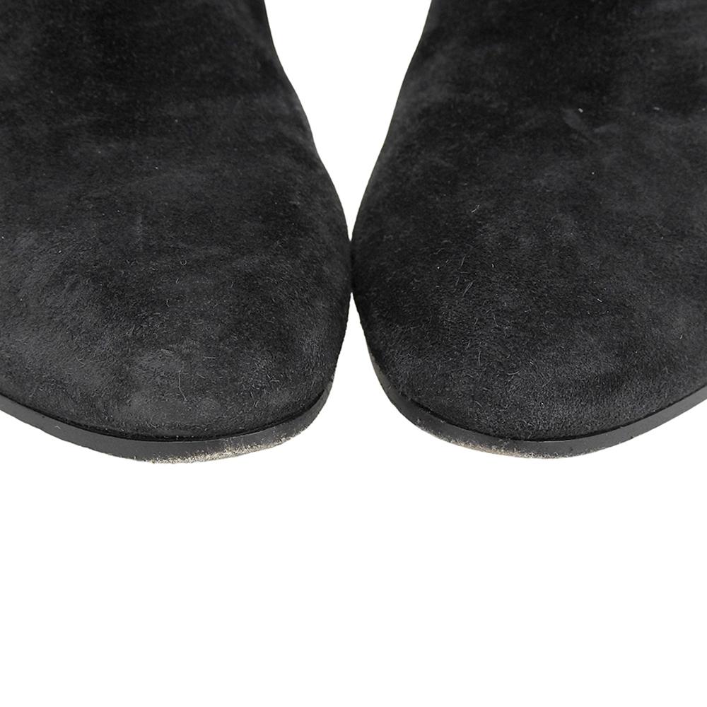 LOUIS VUITTON Excellent condition suede LV Donnaline chunky heel boots, women's, black, size 36, LW2403 shoes 36 blackUsed