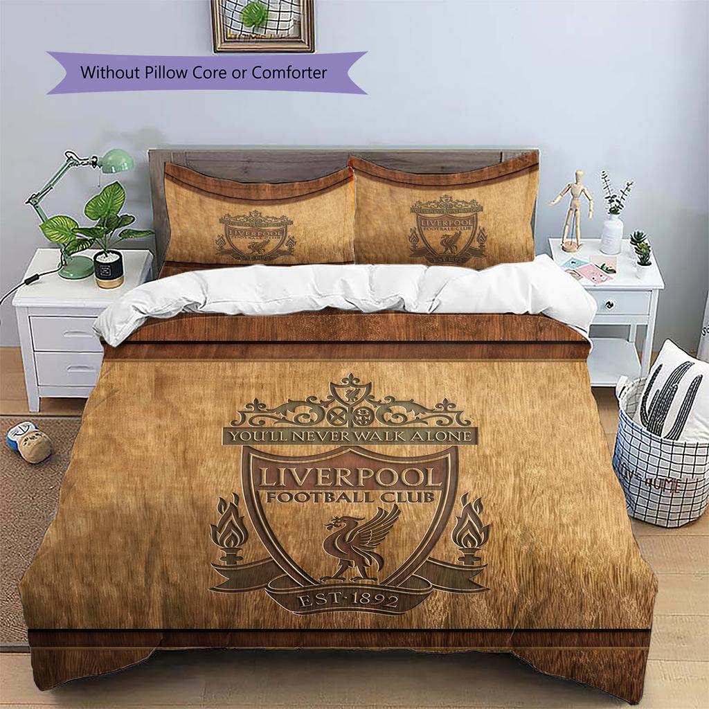 Liverpool Football Club Pattern Bedding Quilt Set Home Decoration Gift (1 * duvet cover + 2 * pillowcase without core).xwn