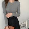 Качественная базовая футболка с длинным рукавом, весенне-осенняя, для ранней осени, нижнее белье, белая футболка с круглым вырезом, универсальный топ для женщин