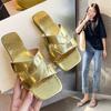 Summer Slippers for Women Luxury Outdoor Beach Flip-flops for Women Flat Sandals for Women Trend Design Gold Shoes Plus Size 42
