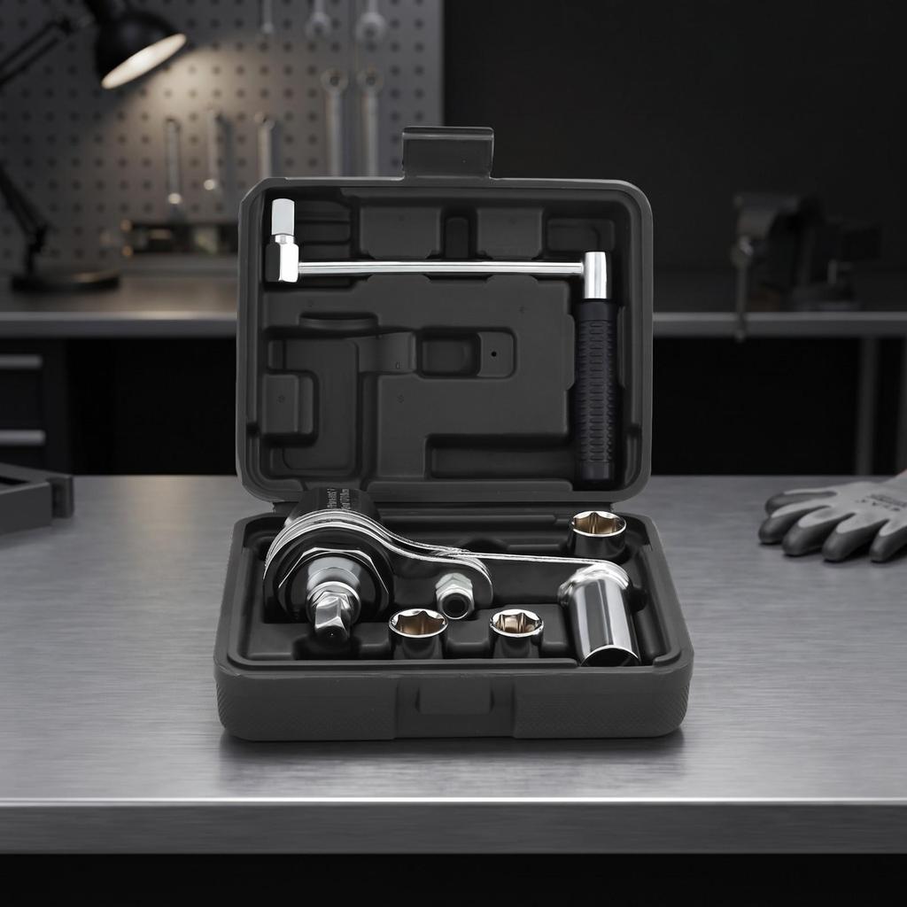Tire Change Tool Kit with Case Heavy-Duty Lug Wrench Steel for Car Trunk