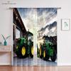 Farm Vehicle and Tractor Curtains for Children, Children's Room Decor, Gauze Curtains, 2 Pcs, Living Room, Bedroom, Study Decor