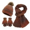 Женский зимний модный комплект из трех предметов: шапка, шарф, перчатки, защищающий от холода
