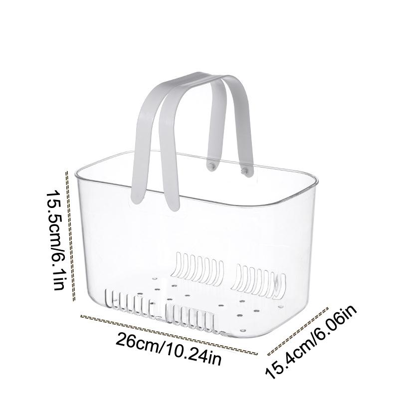 Корзина для хранения в ванной с полым дном и прозрачными ручками, легко сливаемая корзина для плавания, прочная переносная корзина-органайзер