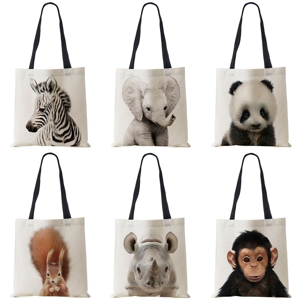 Милая Серия Животных Панда Коала Слон Принт Женская Сумка Повседневная Сумка-Тоут Сумка через Плечо Большая Вместимость KTY