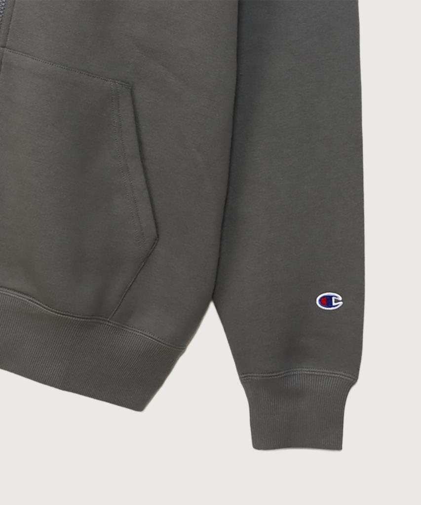 Champion Худи на молнии с логотипом C, классический крой, темно-серое