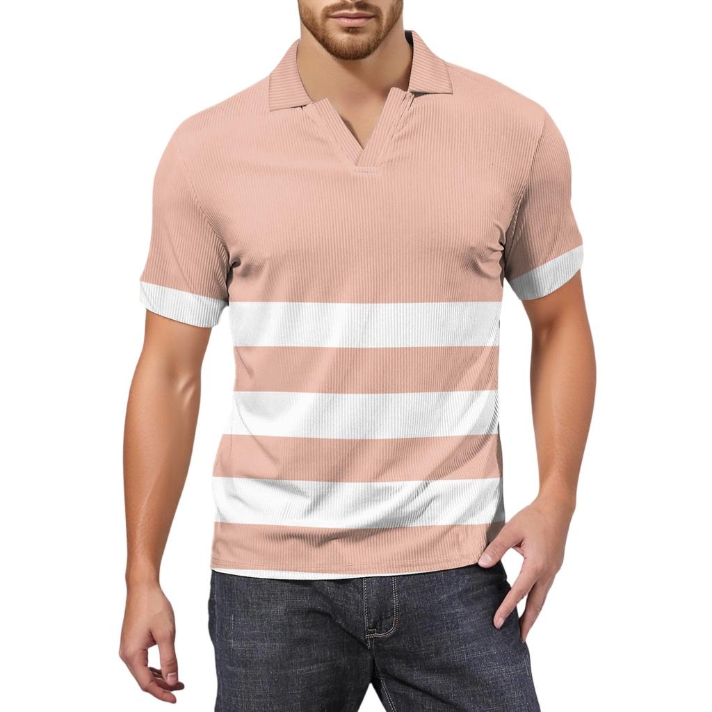 Мужская модная футболка для гольфа с коротким рукавом и V-образным вырезом