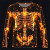 2025 Fall Winter New Halloween Skeleton Prints Long Sleeve T-Shirts For Men Gothic Trendy Streetwear Unisex Casual Party Tops