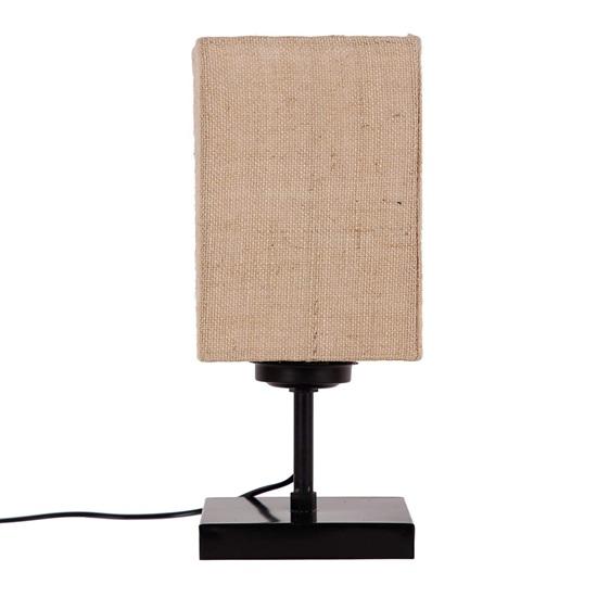 40.64 Cm Square Beige Jute Shade Table Lamp with Wood Base Bulb Not Included Home Décor Bedroom, Dining Room, Hotel Room, Living Room, Office