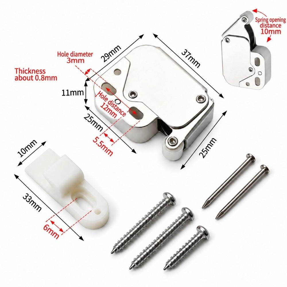 2pcs ABS Material Cabinet Door Lock Inset Doors Compatible Spring Loaded Latch  Bedroom Cupboards