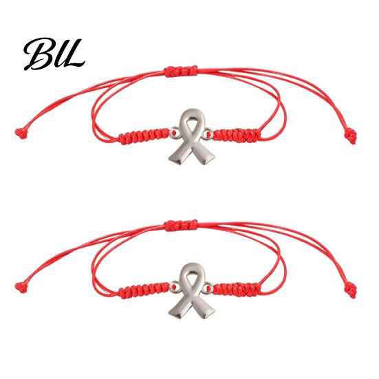 Adjustable Braided Rope Bracelet 2PCS Hand-woven Bracelets with Metal Ribbon Pendant, Cord Awareness Flexible Knot String Wristbands, Daily