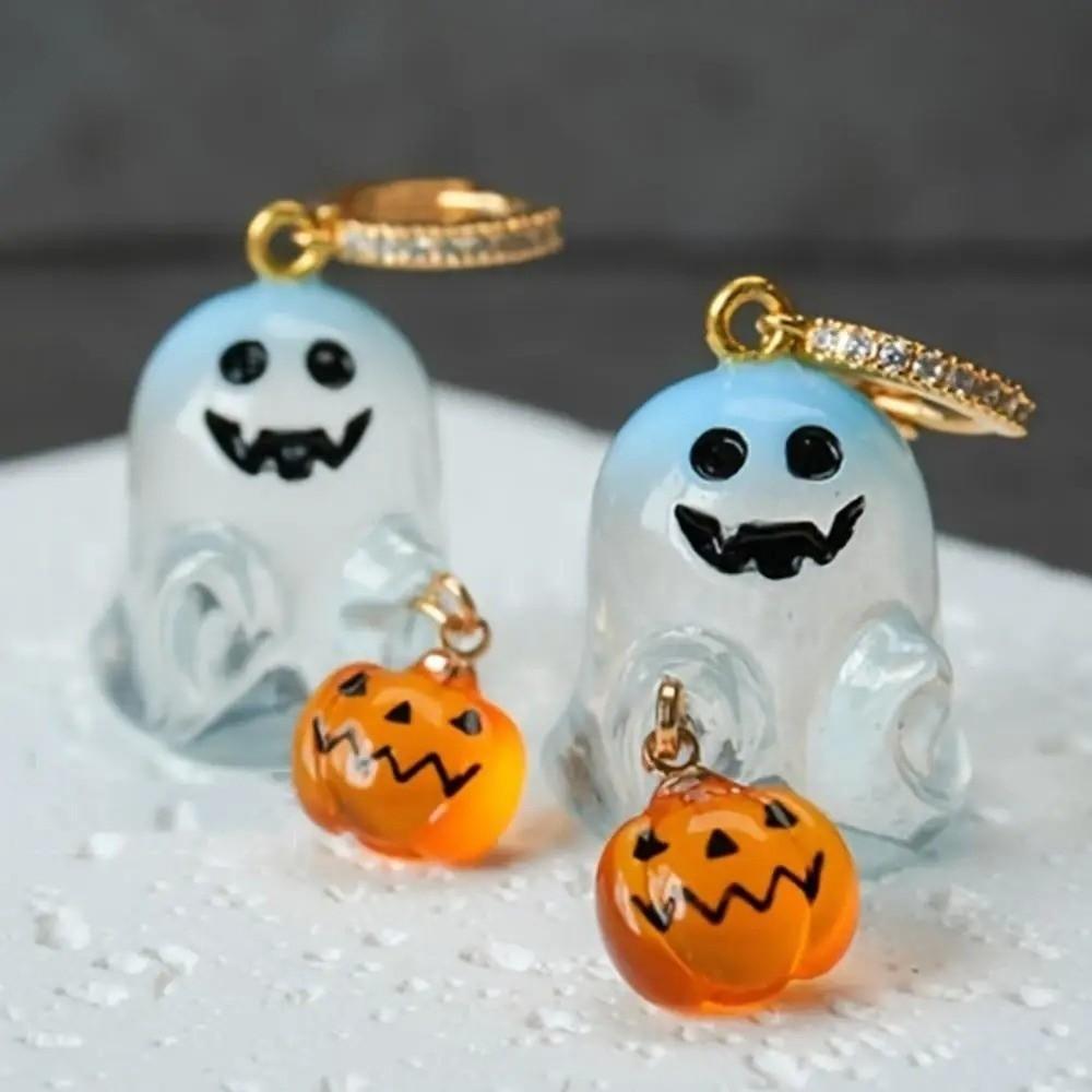 Rhinestone Ghost Ear Studs Resin Pumpkin Dangle Earrings Personality Halloween Earrings Girl