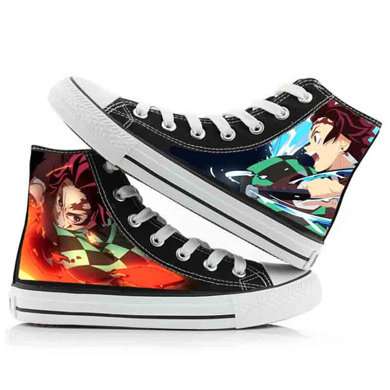 Demon Slayer Print Canvas Shoes Fashion Anime Student Men Women Unisex Casual Shoe Lovers Couples Shoes