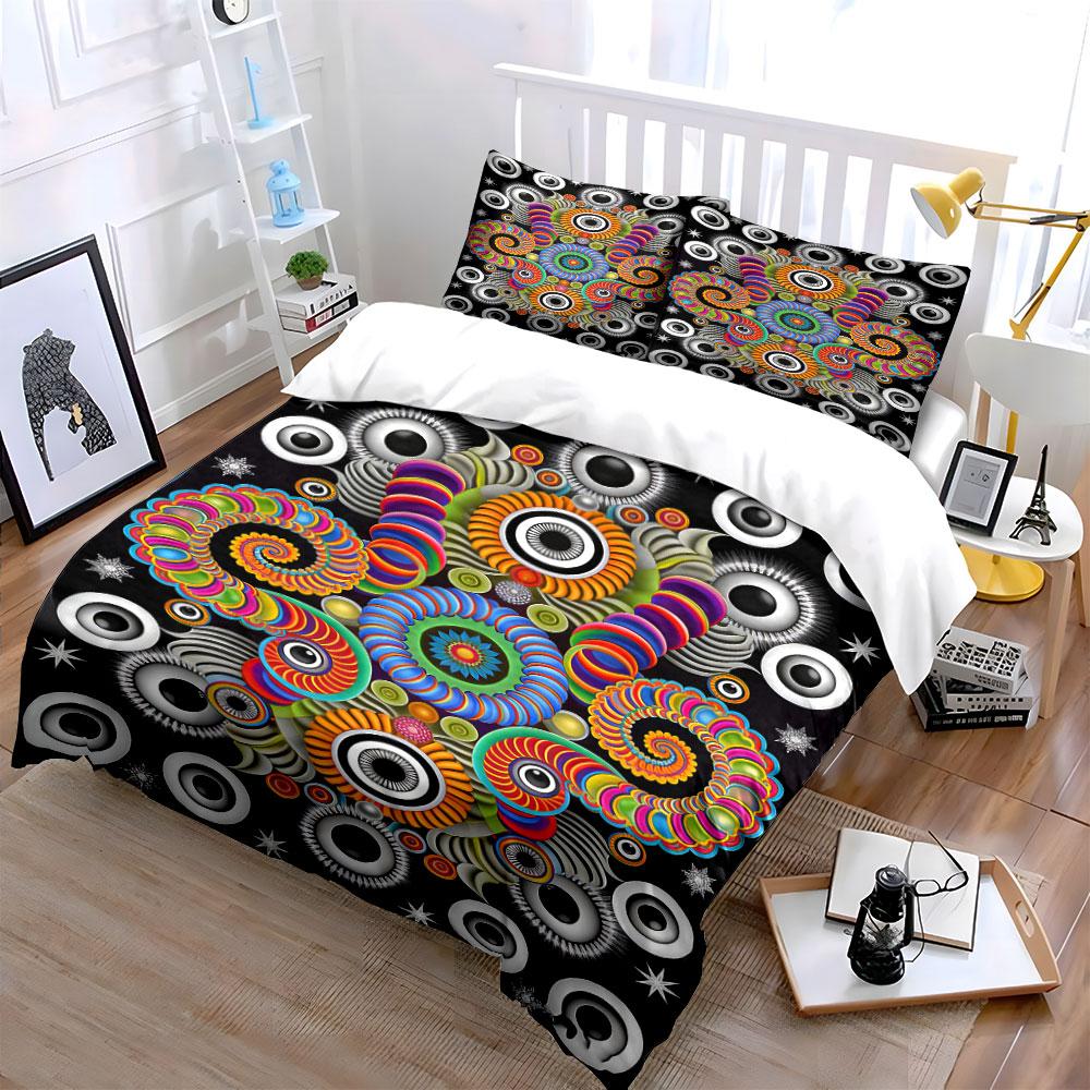 Colorful spirals and circles. Bedding sets Duvet cover sets Duvet covers Pillowcases(1 * Duvet Cover 2 * Pillowcases, without duvet insert)