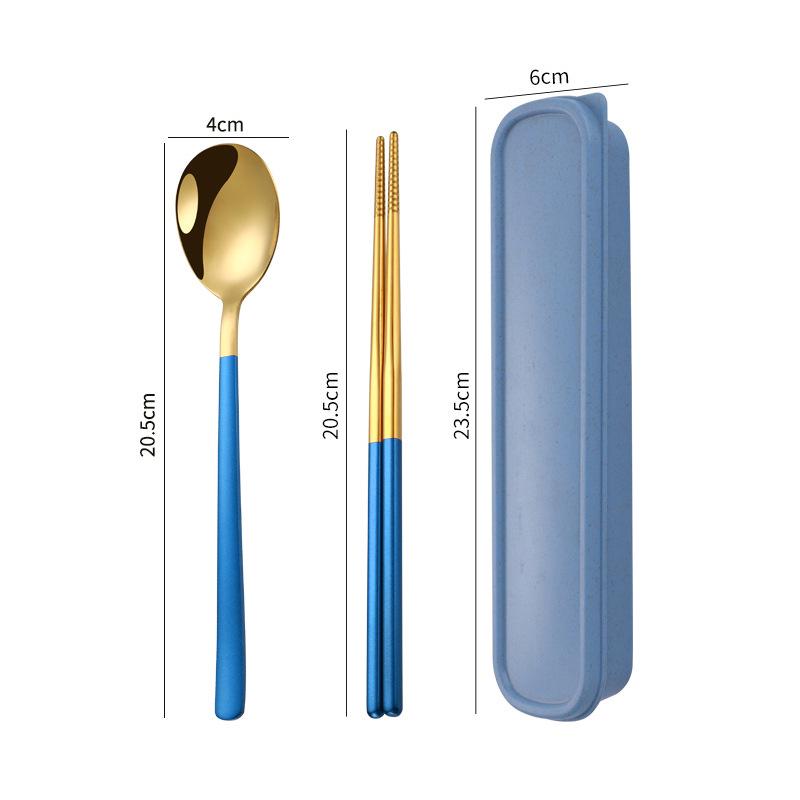Three-Piece Japanese Stainless Steel Cutlery Set: Spoon, Fork, Chopsticks