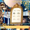 1 шт. Винтажный Держатель для колец Изогнутый Золотой Кольцо Свадебный Дисплей Замшевая Шкатулка для украшений Держатель Фоторамка Поднос для сережек Годовщина Помолвка Барокко Хранение