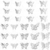 54 шт. 9 стилей подвесок из сплава, Бабочка, Серебристый, 11~20x13~21x2~4 мм, Отверстие: 1,2–2,5 мм, 6 шт./стиль