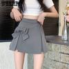 Bow Design Sense Niche Solid Pleated Suit Skirt Ladies Summer Chic Versatile High Waist A Line Half Mini Skirt