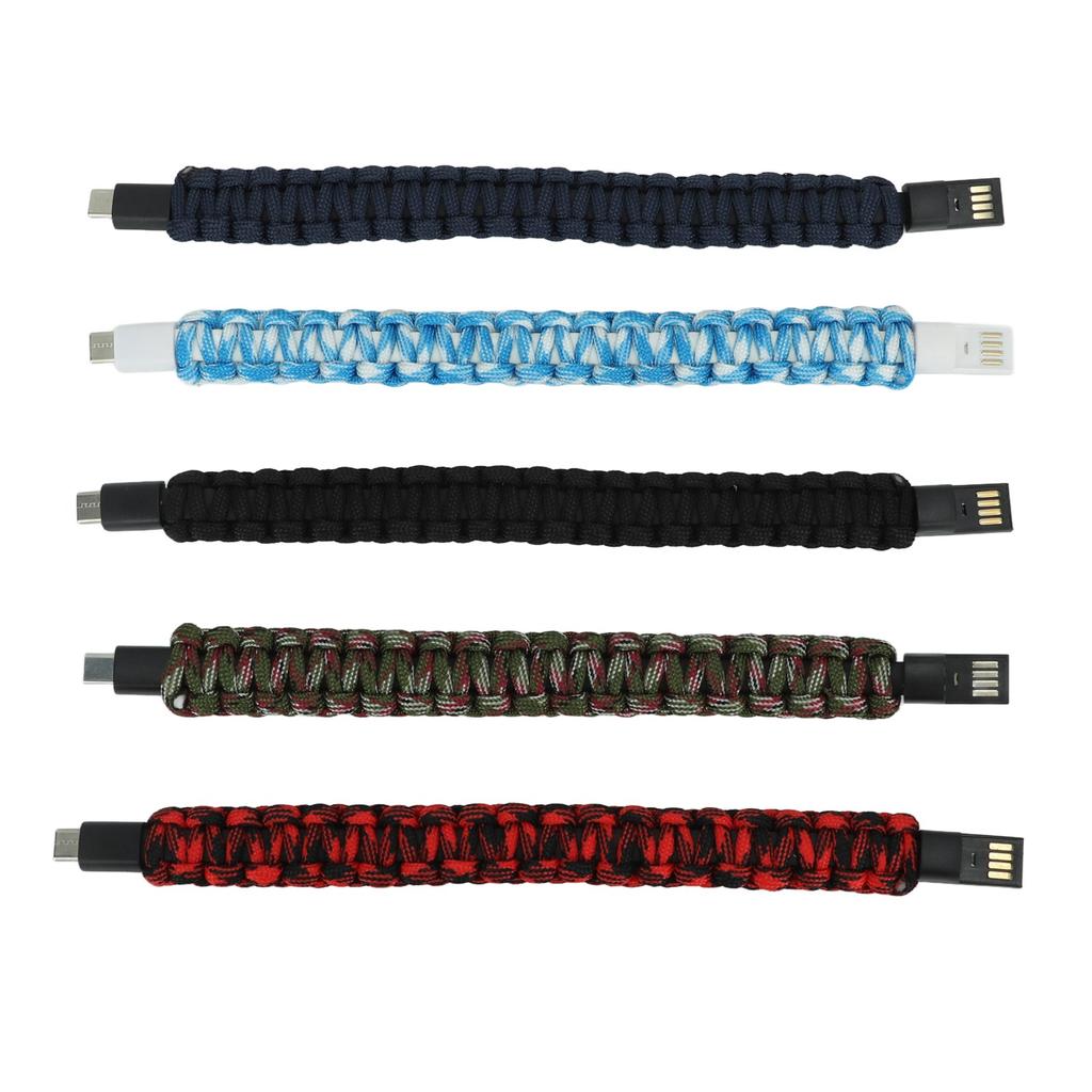 5 шт. USB-кабель для зарядки, браслет, тип C, запястье, зарядное устройство, переносной тканый шнур для мобильного телефона