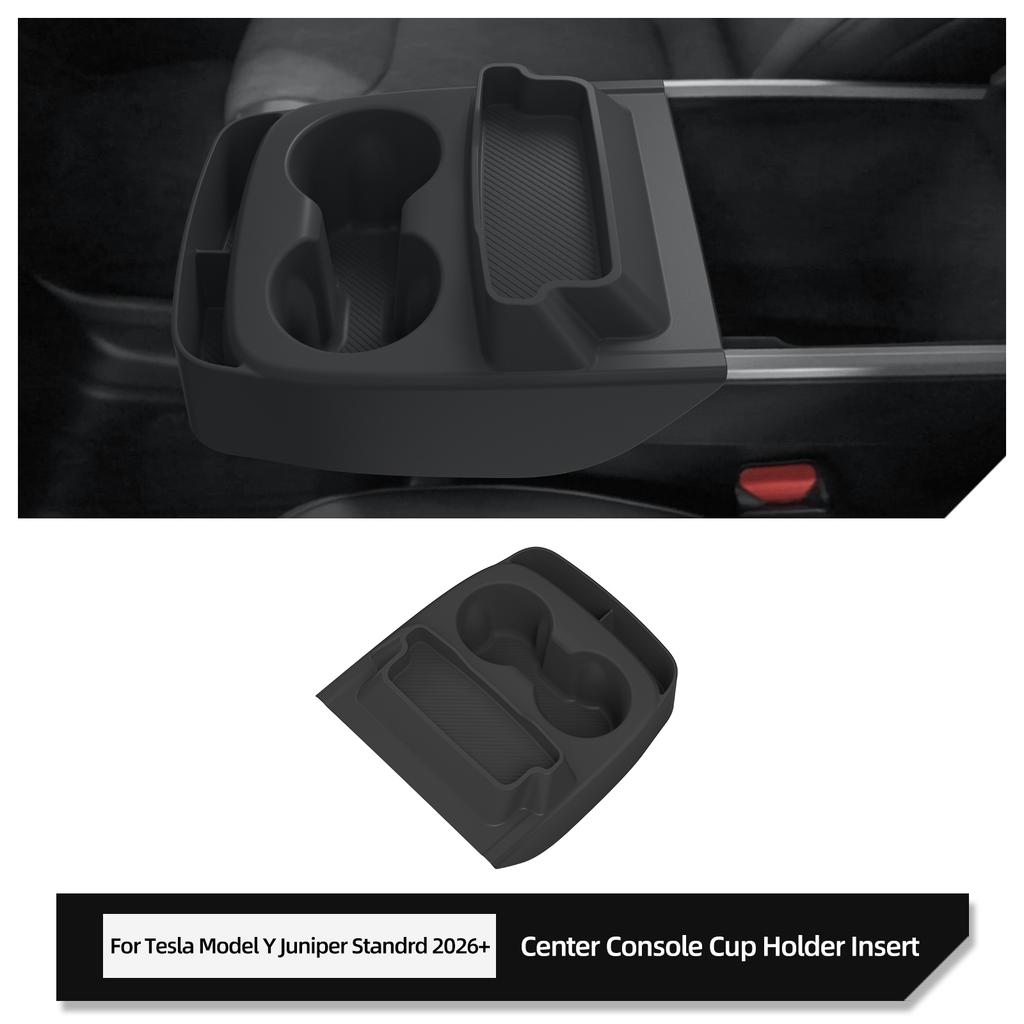 Smabee for Tesla Model Y Standard RWD 2025 2026 Water Cup Holder ert Car Cup Box Shock-Absorbing Tray Silicone Organizer